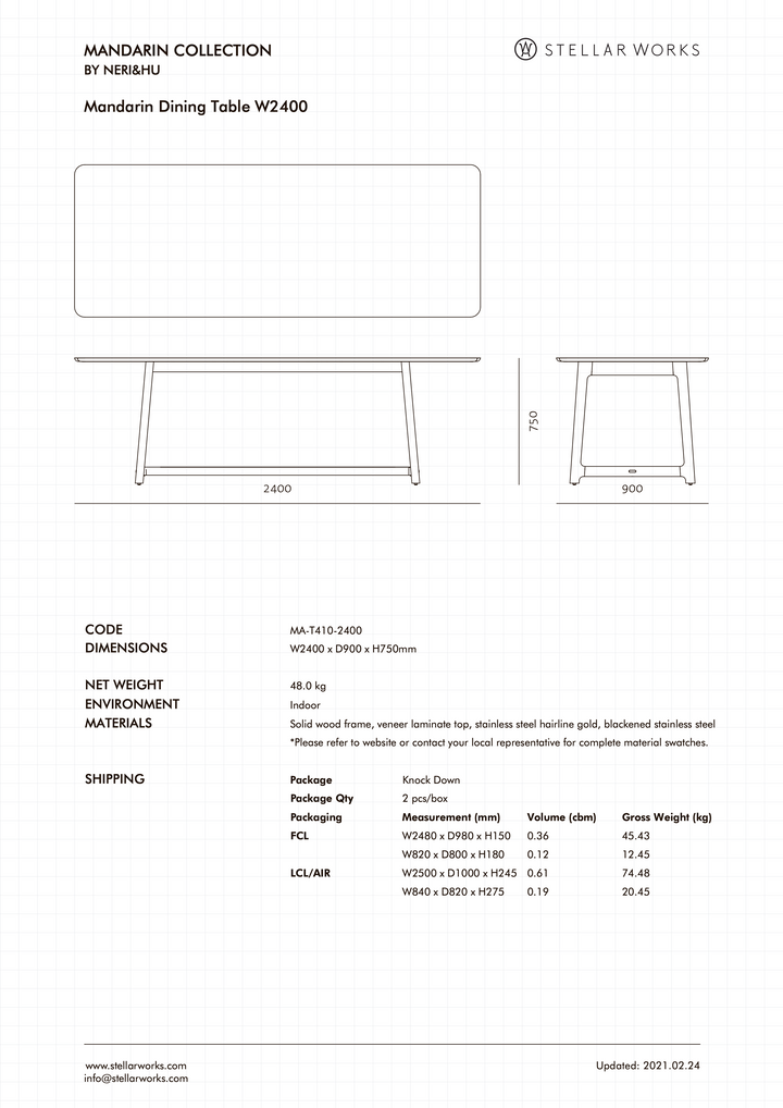 Mandarin Dining Table W2100