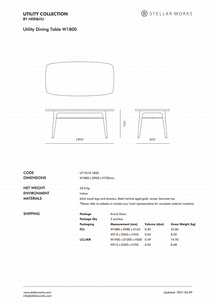 Utility Dining Table W1800